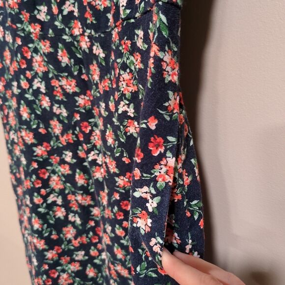 Old Navy Floral Sundress Linen Rayon Size Small Navy Blue Red Floral Strappy - Picture 2 of 9